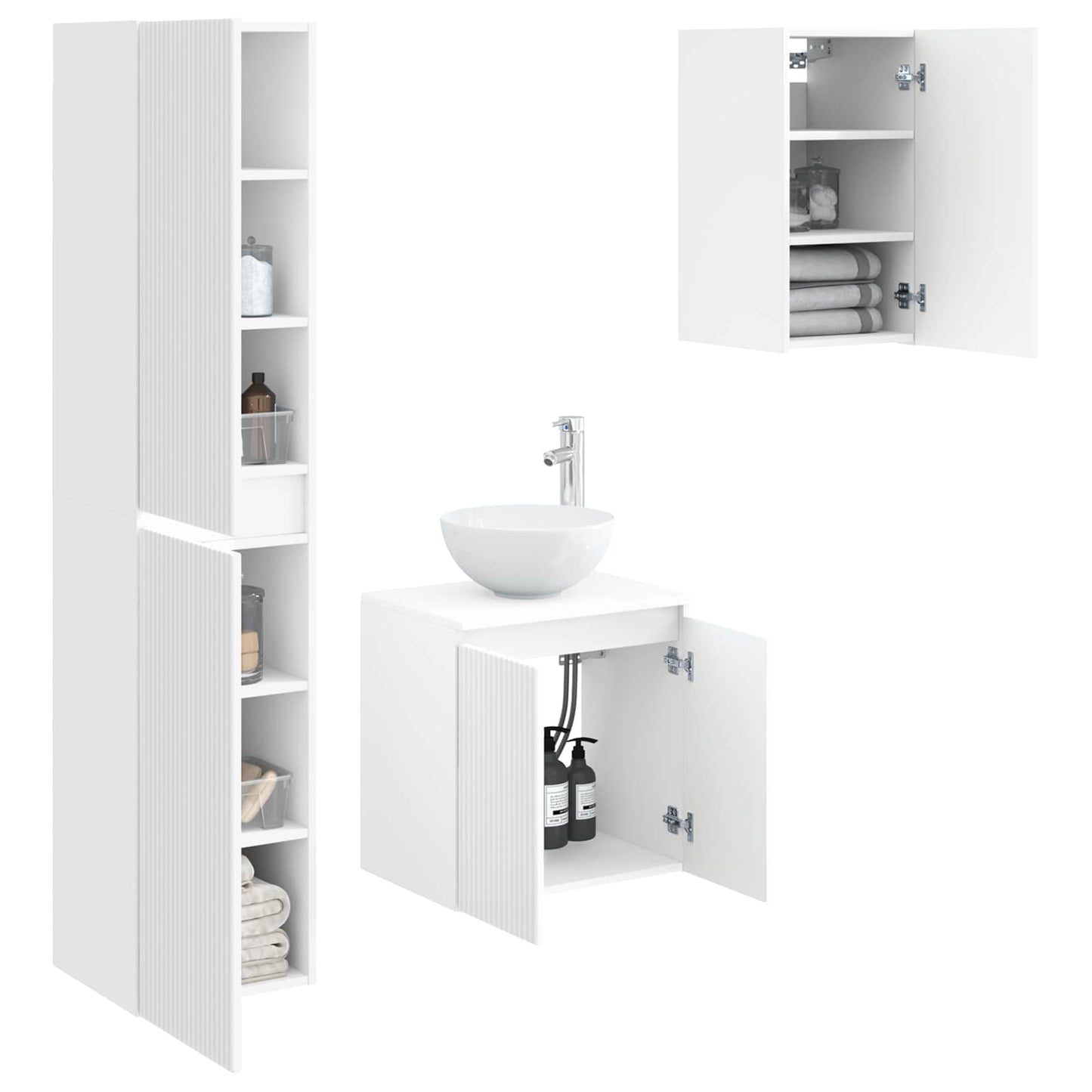 Badkamermeubelset 3 st Wit 33 x 34,5 x 160 cm Bewerkt hout