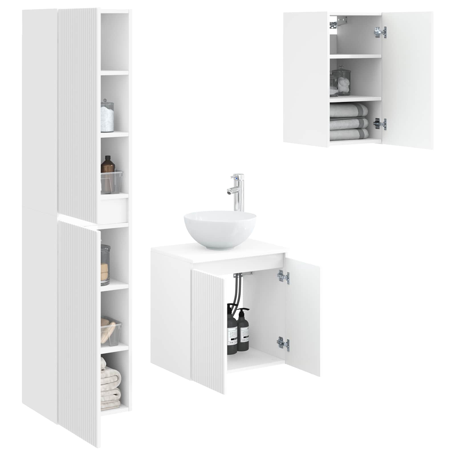 Badkamermeubelset 3 st Wit 33 x 34,5 x 160 cm Bewerkt hout