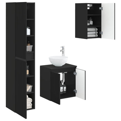 Badkamermeubelset 3 st Zwart 33 x 34,5 x 160 cm Bewerkt hout