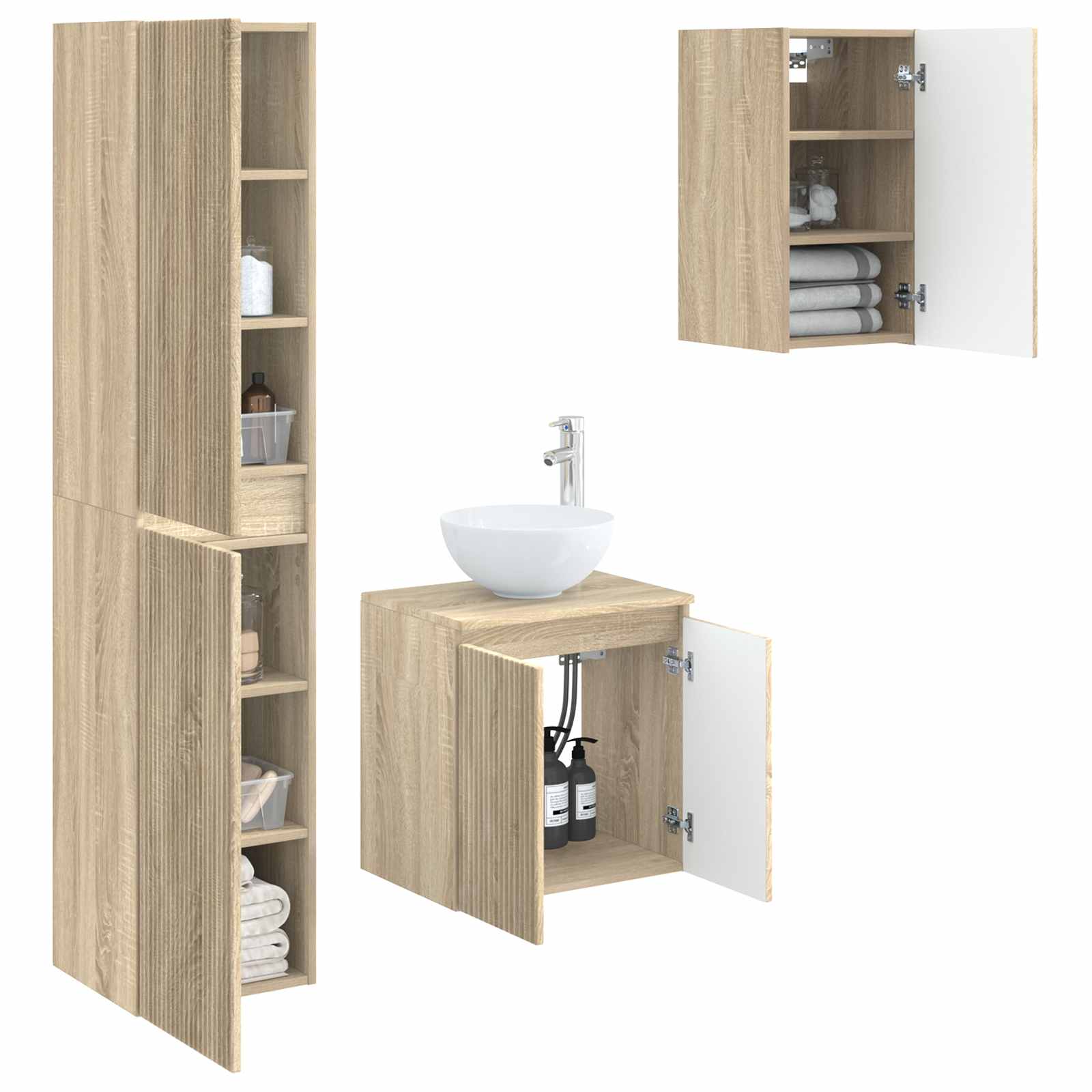 Badkamermeubelset 3 st Sonoma Eiken 33 x 34,5 x 160 cm