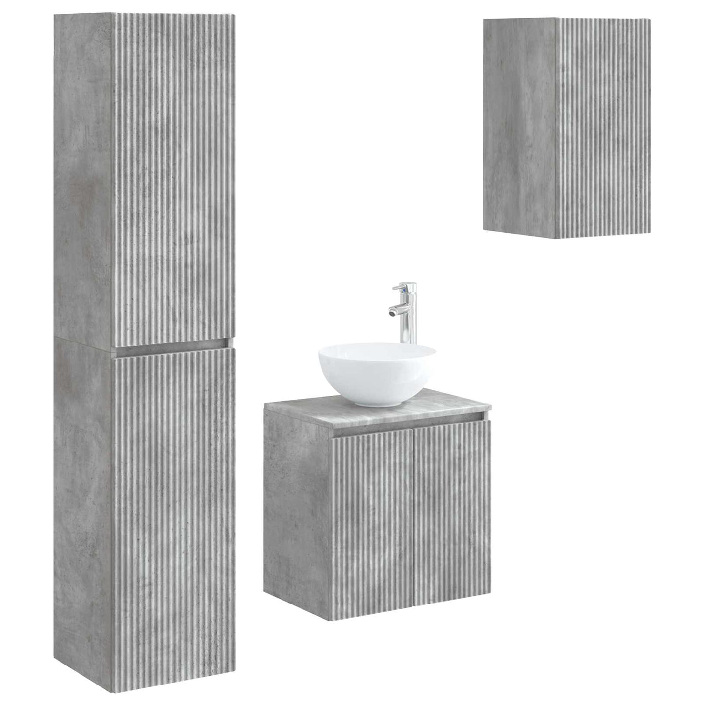 Badkamermeubelset 3 st Betongrijs 33 x 34,5 x 160 cm