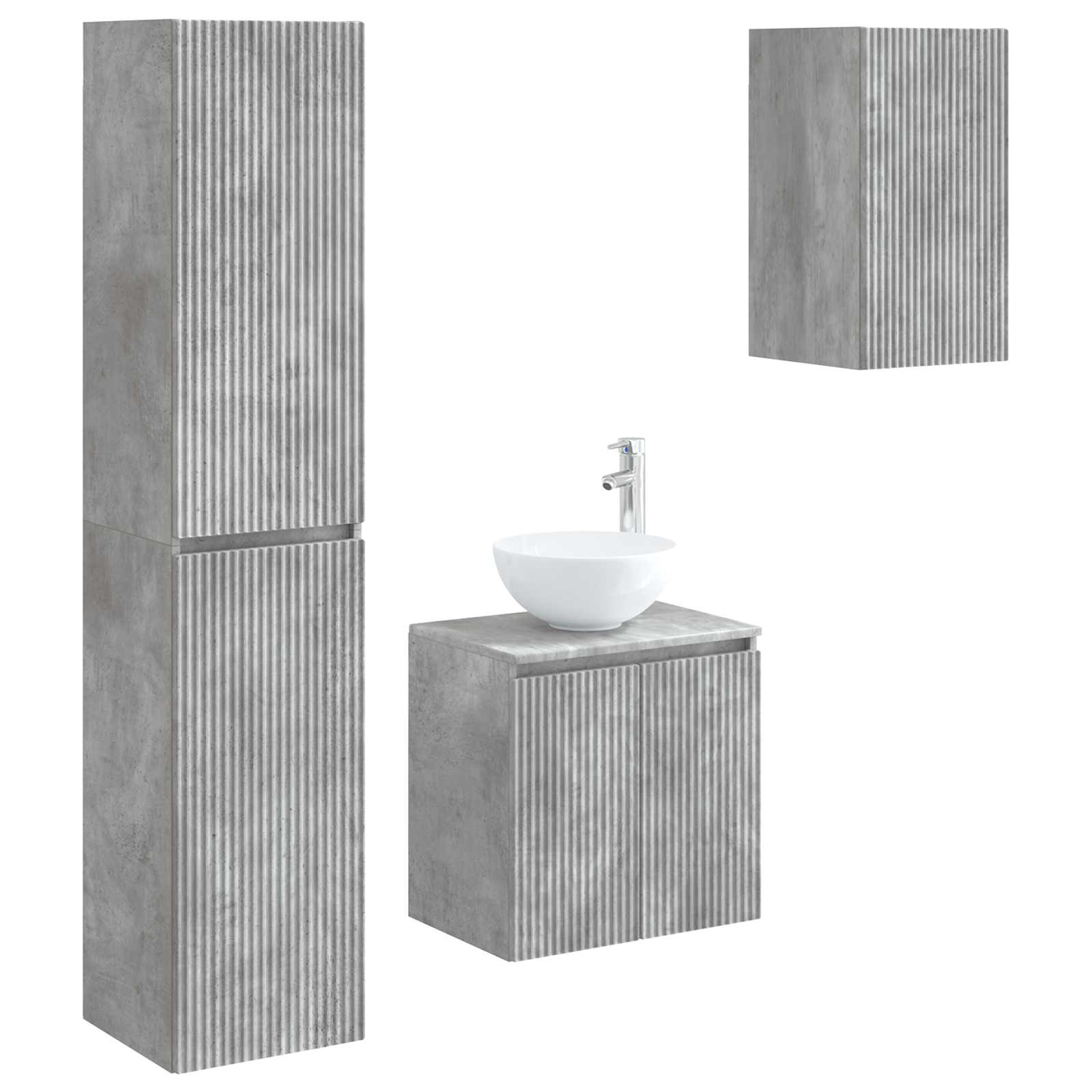 Badkamermeubelset 3 st Betongrijs 33 x 34,5 x 160 cm