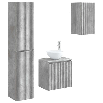 Badkamermeubelset 3 st Betongrijs 33 x 34,5 x 160 cm