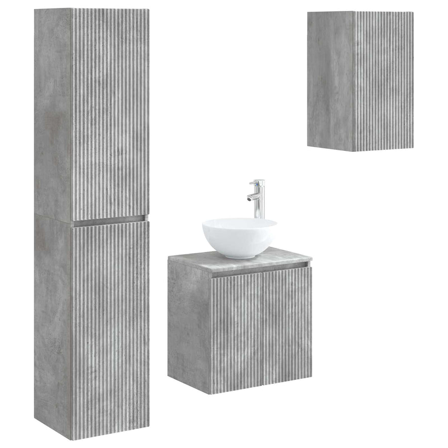 Badkamermeubelset 3 st Betongrijs 33 x 34,5 x 160 cm