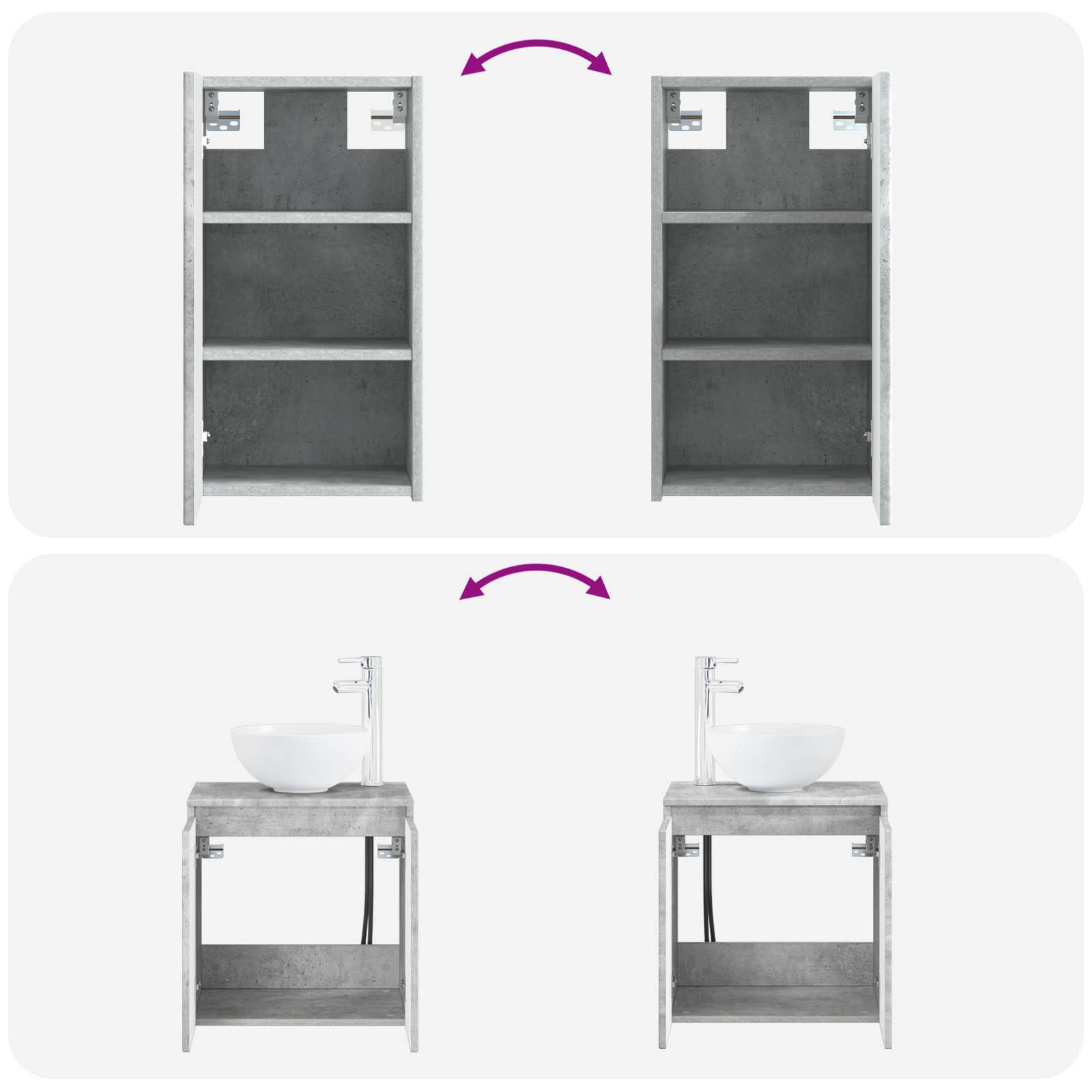Badkamermeubelset 3 st Betongrijs 33 x 34,5 x 160 cm