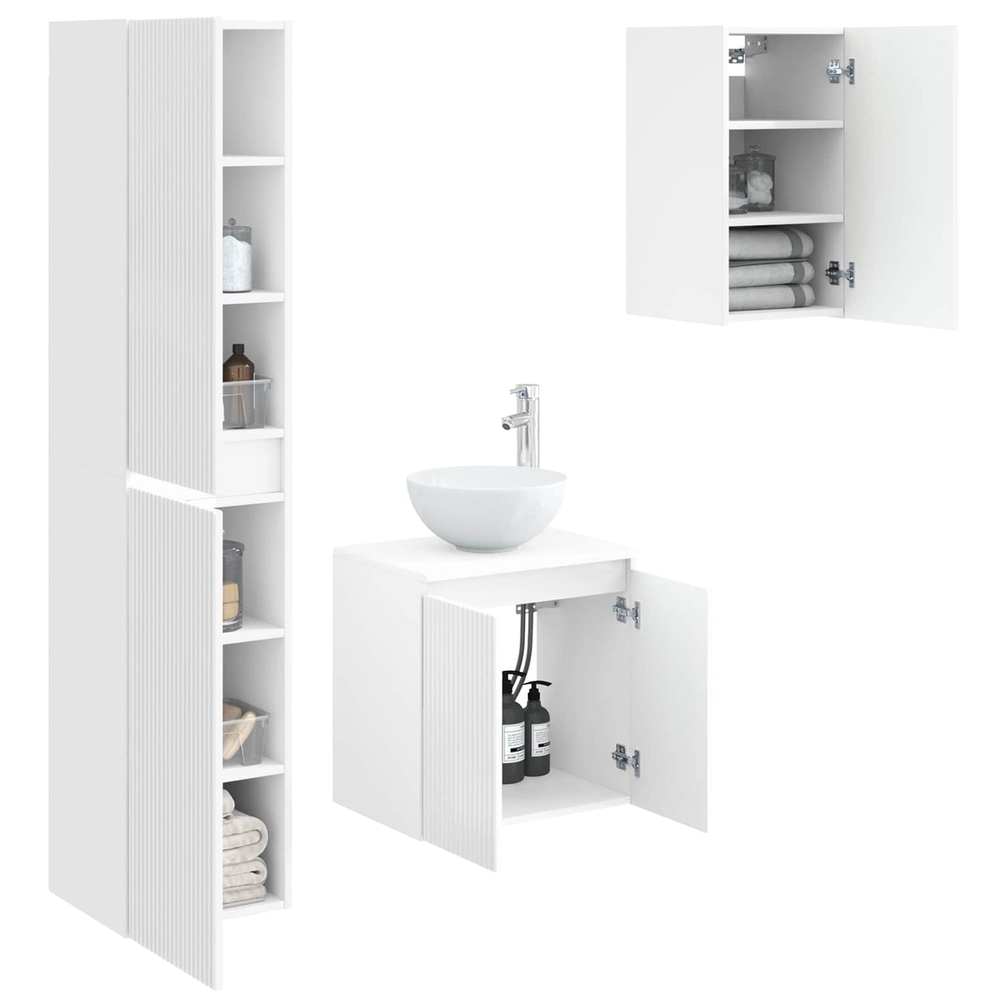 Badkamermeubelset 3 st Hoogglans Wit 33 x 34,5 x 160 cm