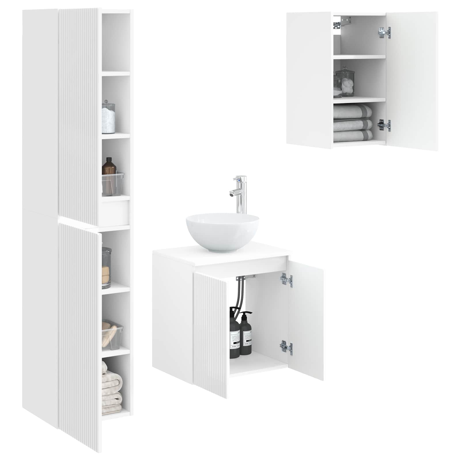Badkamermeubelset 3 st Hoogglans Wit 33 x 34,5 x 160 cm