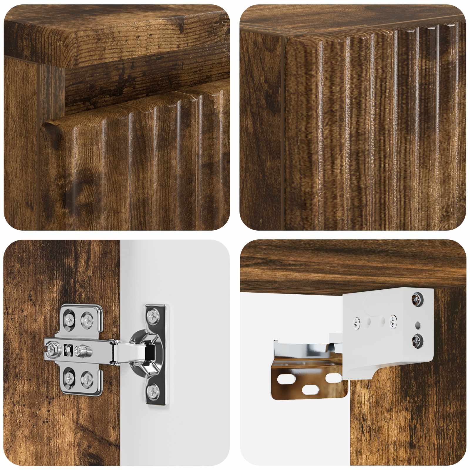 Badkamermeubelset 3 st Gerookt eiken 33 x 34,5 x 160 cm