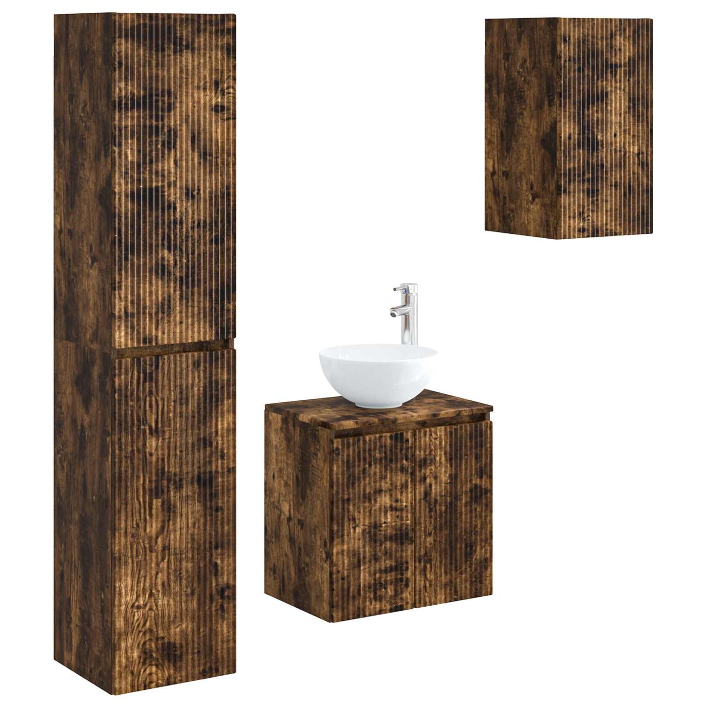 Badkamermeubelset 3 st Gerookt eiken 33 x 34,5 x 160 cm