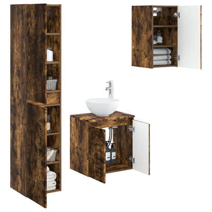 Badkamermeubelset 3 st Gerookt eiken 33 x 34,5 x 160 cm