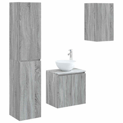 Badkamermeubelset 3 st Grijs Sonoma 33 x 34,5 x 160 cm