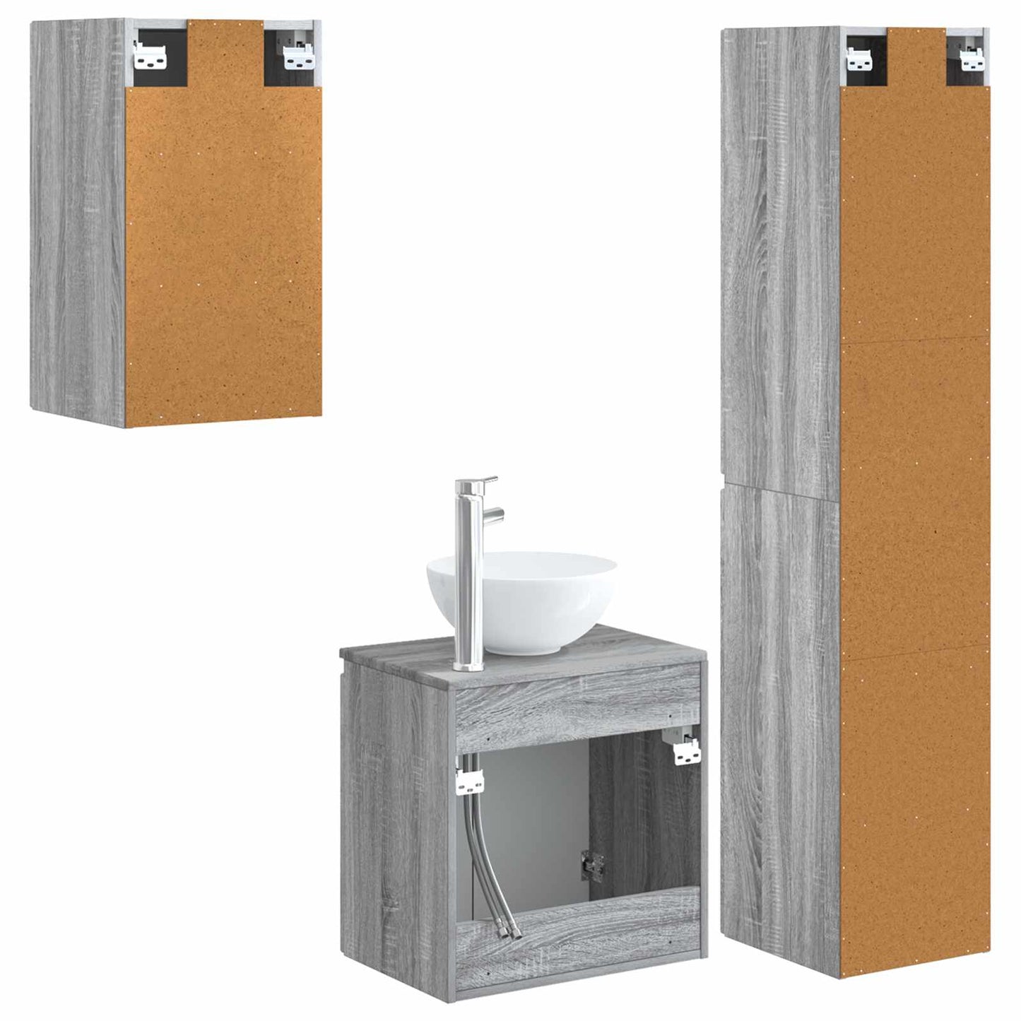 Badkamermeubelset 3 st Grijs Sonoma 33 x 34,5 x 160 cm