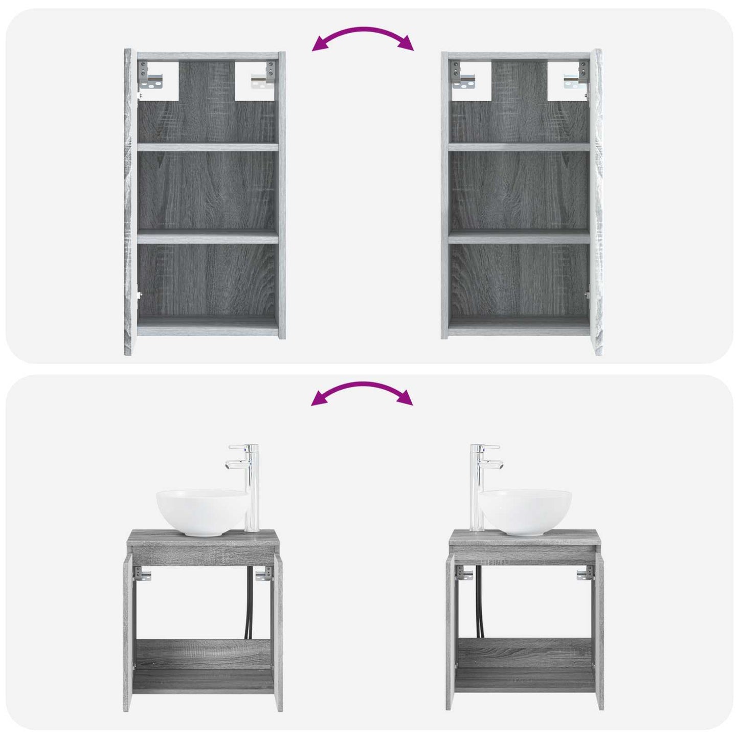 Badkamermeubelset 3 st Grijs Sonoma 33 x 34,5 x 160 cm
