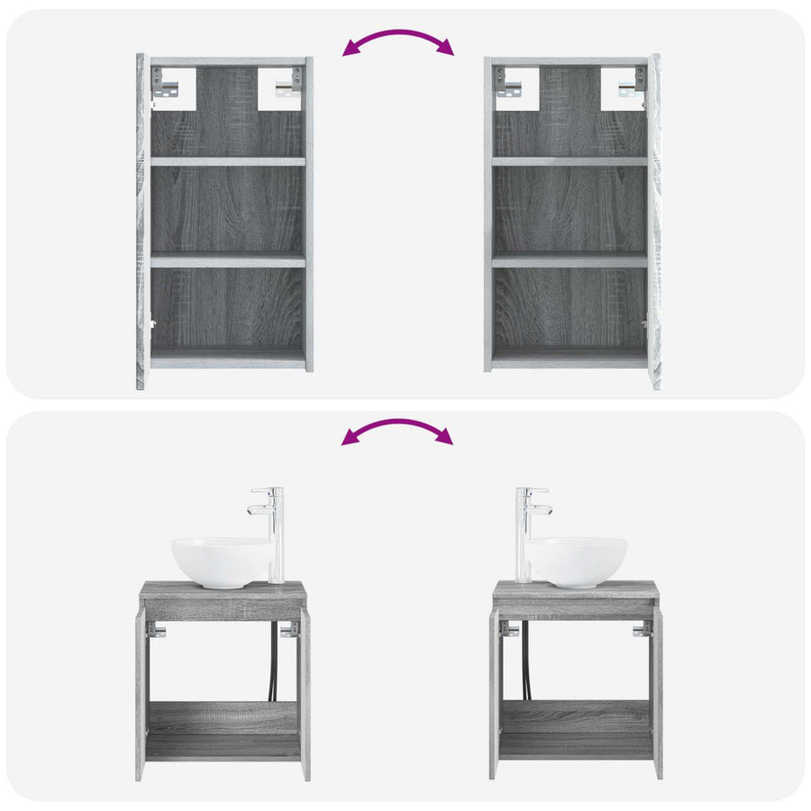 Badkamermeubelset 3 st Grijs Sonoma 33 x 34,5 x 160 cm