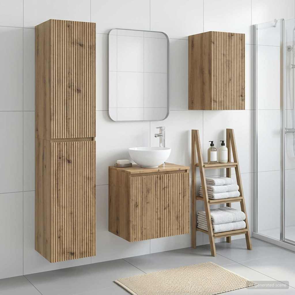 Badkamermeubelset 3 st Artisanaal eiken 33 x 34,5 x 160 cm