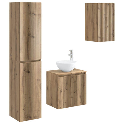 Badkamermeubelset 3 st Artisanaal eiken 33 x 34,5 x 160 cm