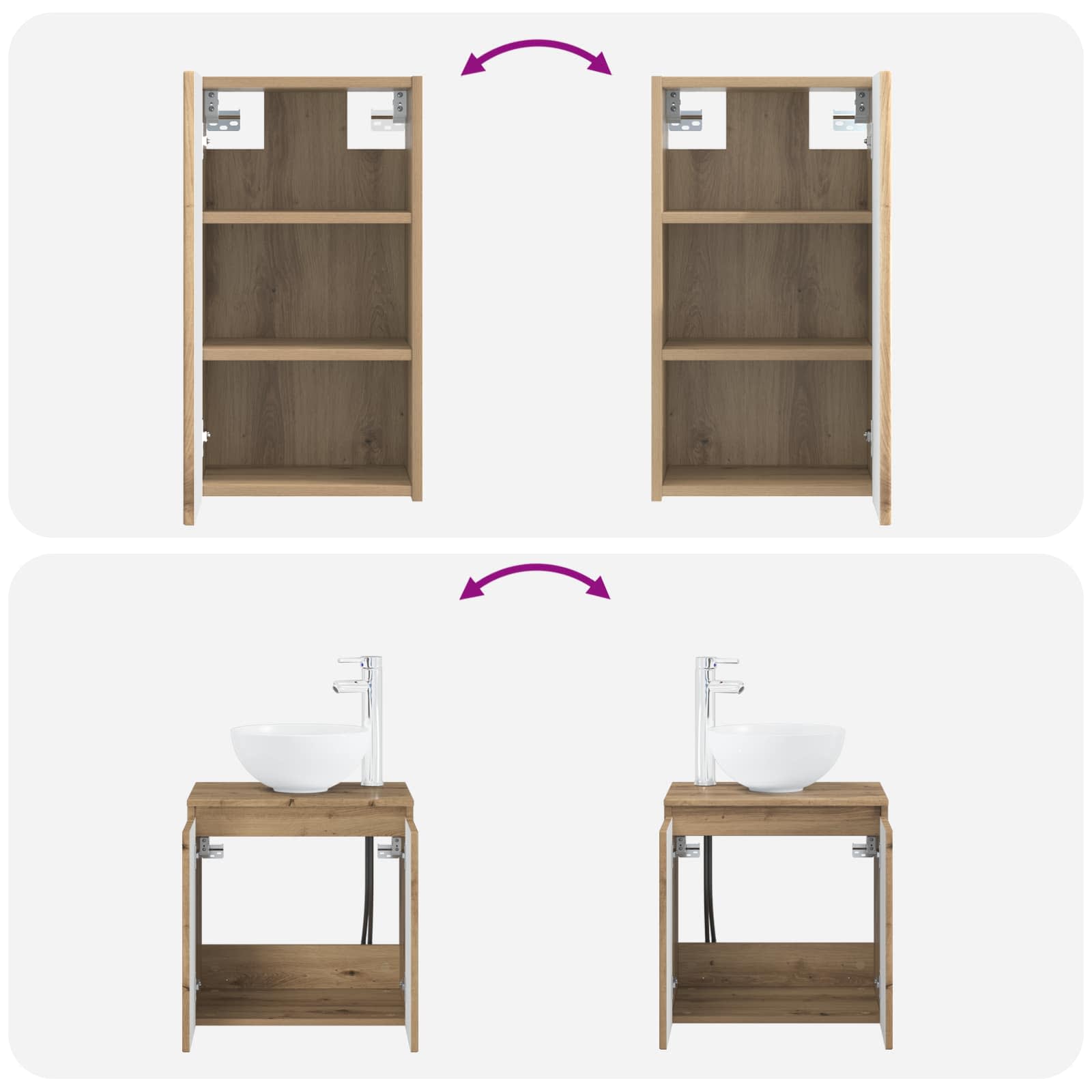Badkamermeubelset 3 st Artisanaal eiken 33 x 34,5 x 160 cm