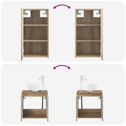 Badkamermeubelset 3 st Artisanaal eiken 33 x 34,5 x 160 cm