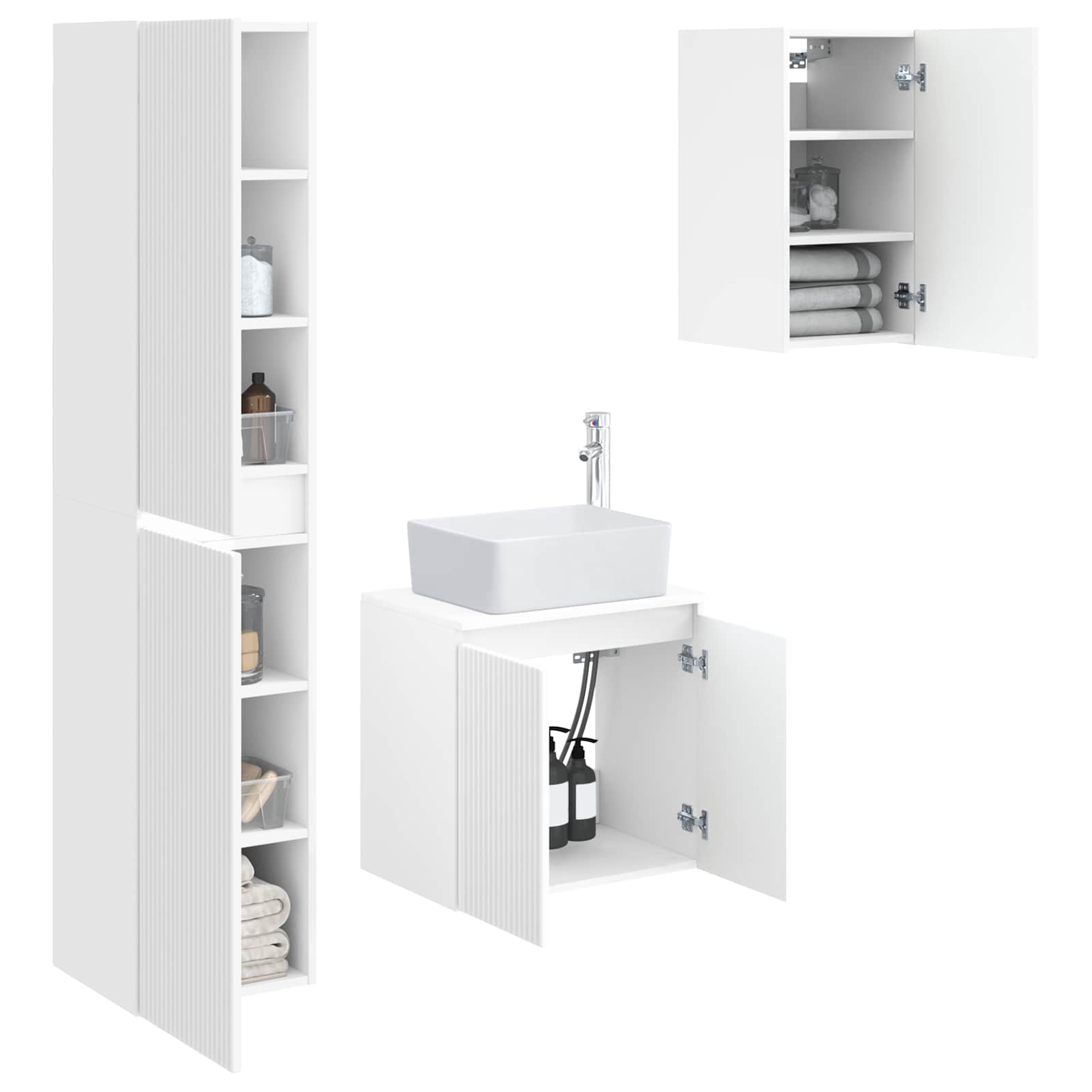Badkamermeubelset 3 st Wit 33 x 34,5 x 160 cm Bewerkt hout