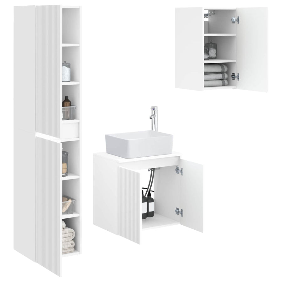 Badkamermeubelset 3 st Wit 33 x 34,5 x 160 cm Bewerkt hout