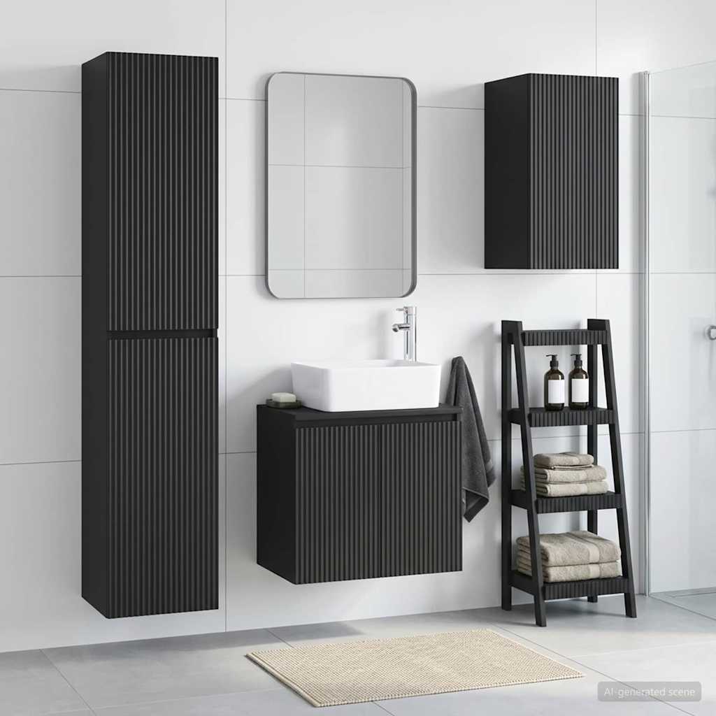 Badkamermeubelset 3 st Zwart 33 x 34,5 x 160 cm Bewerkt hout