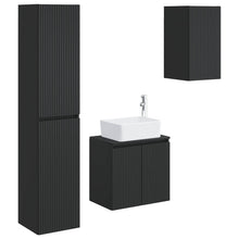 Badkamermeubelset 3 st Zwart 33 x 34,5 x 160 cm Bewerkt hout