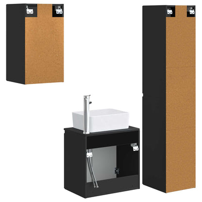Badkamermeubelset 3 st Zwart 33 x 34,5 x 160 cm Bewerkt hout