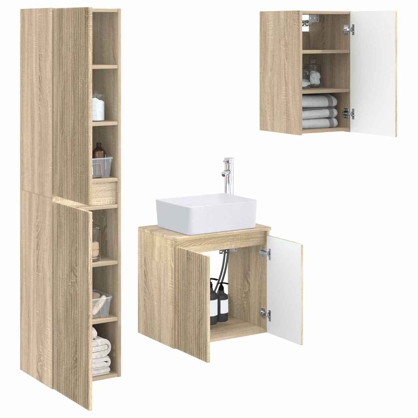 Badkamermeubelset 3 st Sonoma Eiken 33 x 34,5 x 160 cm