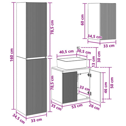 Badkamermeubelset 3 st Sonoma Eiken 33 x 34,5 x 160 cm