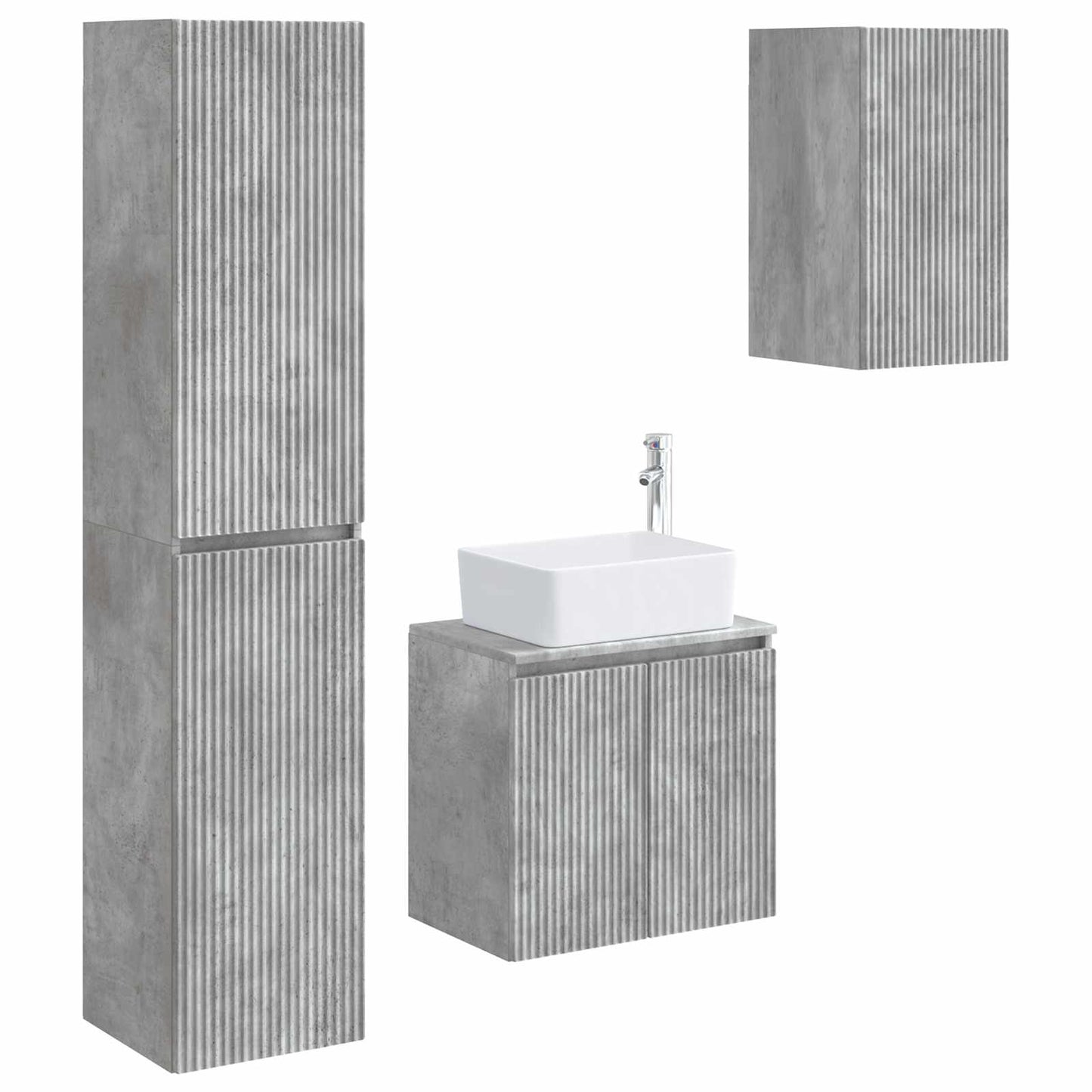 Badkamermeubelset 3 st Betongrijs 33 x 34,5 x 160 cm