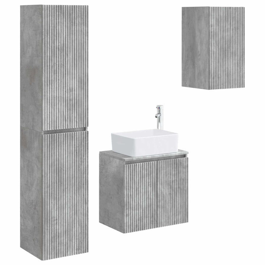 Badkamermeubelset 3 st Betongrijs 33 x 34,5 x 160 cm