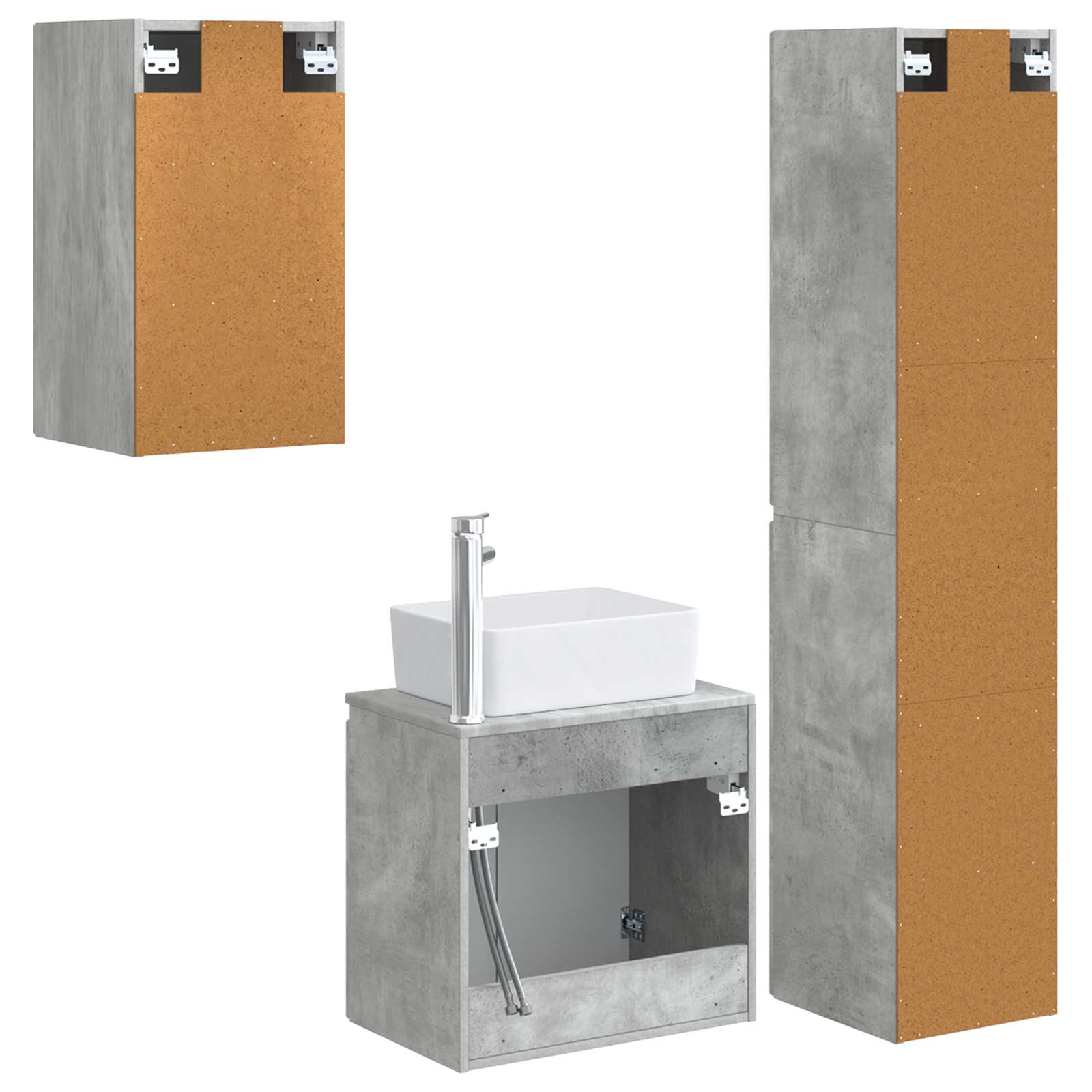 Badkamermeubelset 3 st Betongrijs 33 x 34,5 x 160 cm