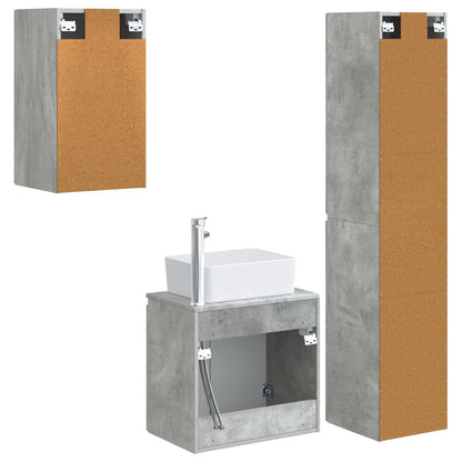 Badkamermeubelset 3 st Betongrijs 33 x 34,5 x 160 cm