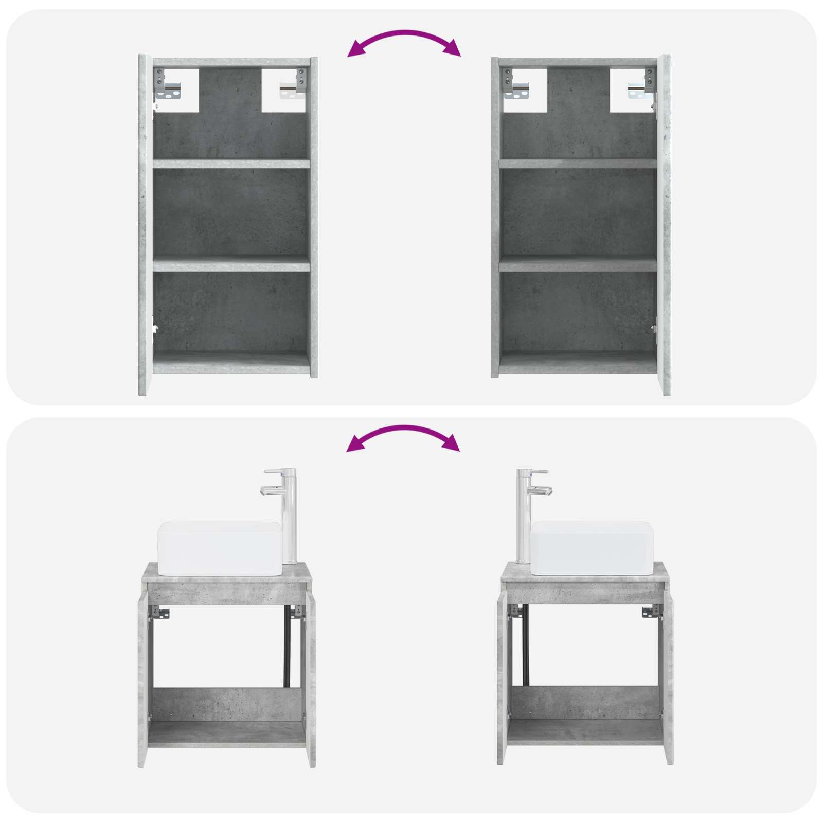 Badkamermeubelset 3 st Betongrijs 33 x 34,5 x 160 cm