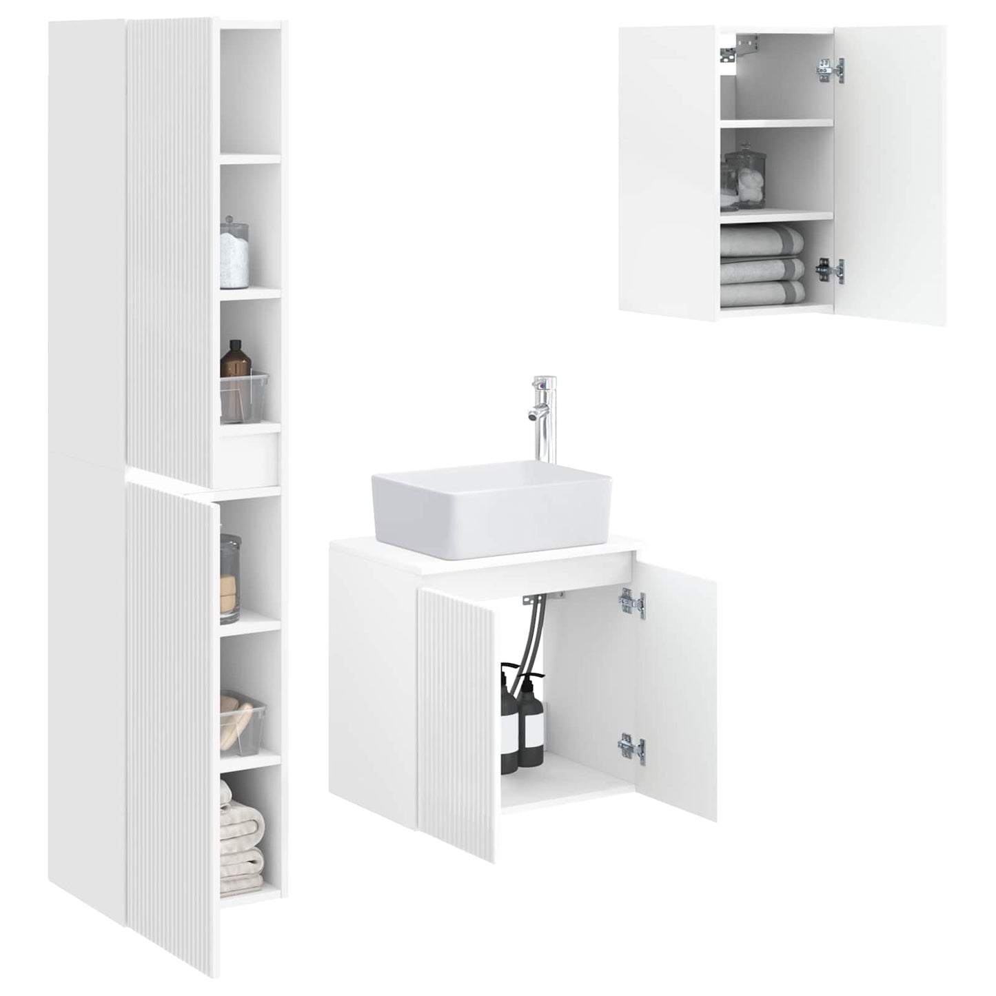 Badkamermeubelset 3 st Hoogglans Wit 33 x 34,5 x 160 cm