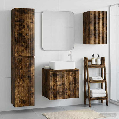 Badkamermeubelset 3 st Gerookt eiken 33 x 34,5 x 160 cm