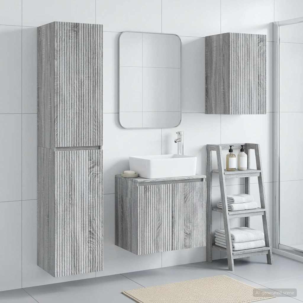 Badkamermeubelset 3 st Grijs Sonoma 33 x 34,5 x 160 cm