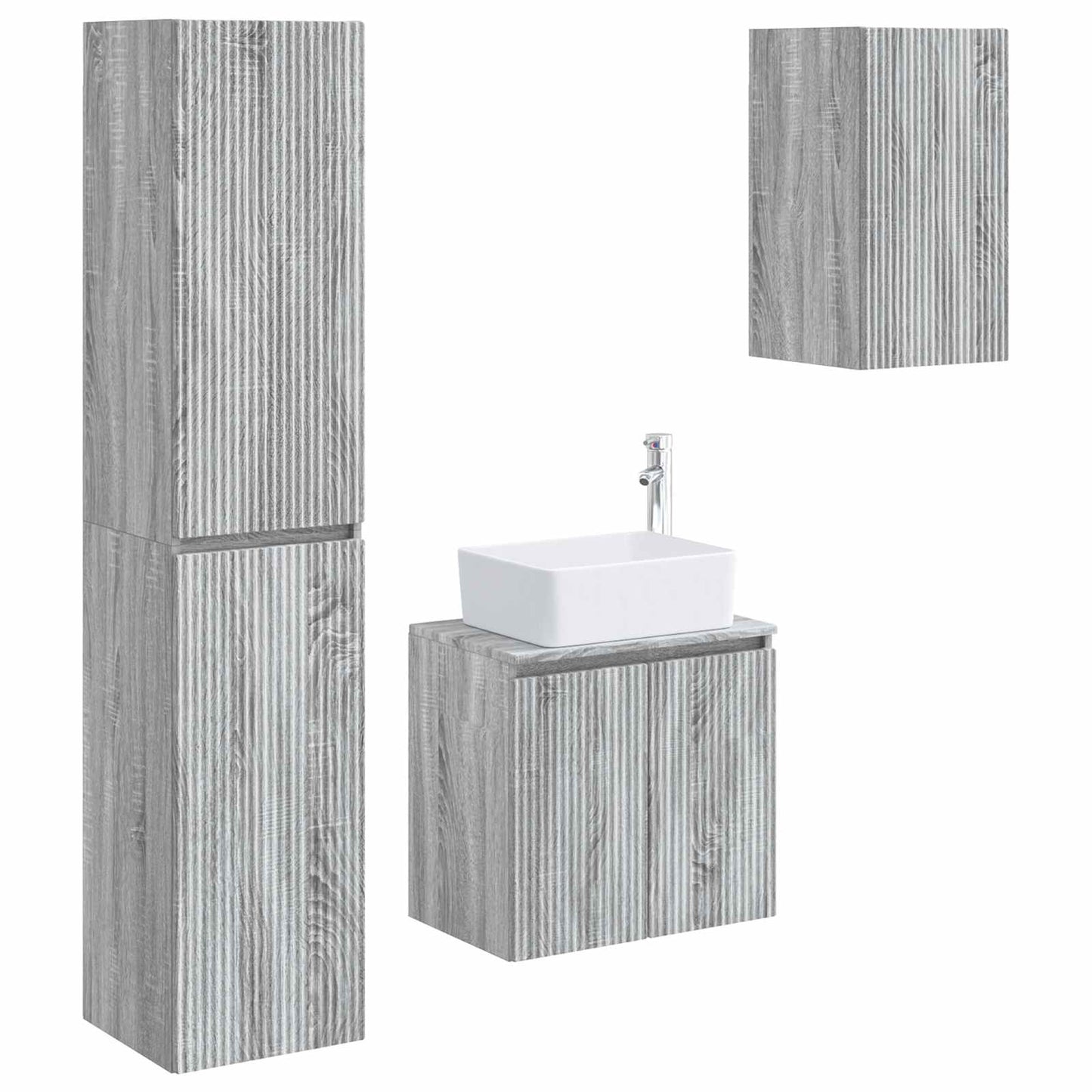 Badkamermeubelset 3 st Grijs Sonoma 33 x 34,5 x 160 cm