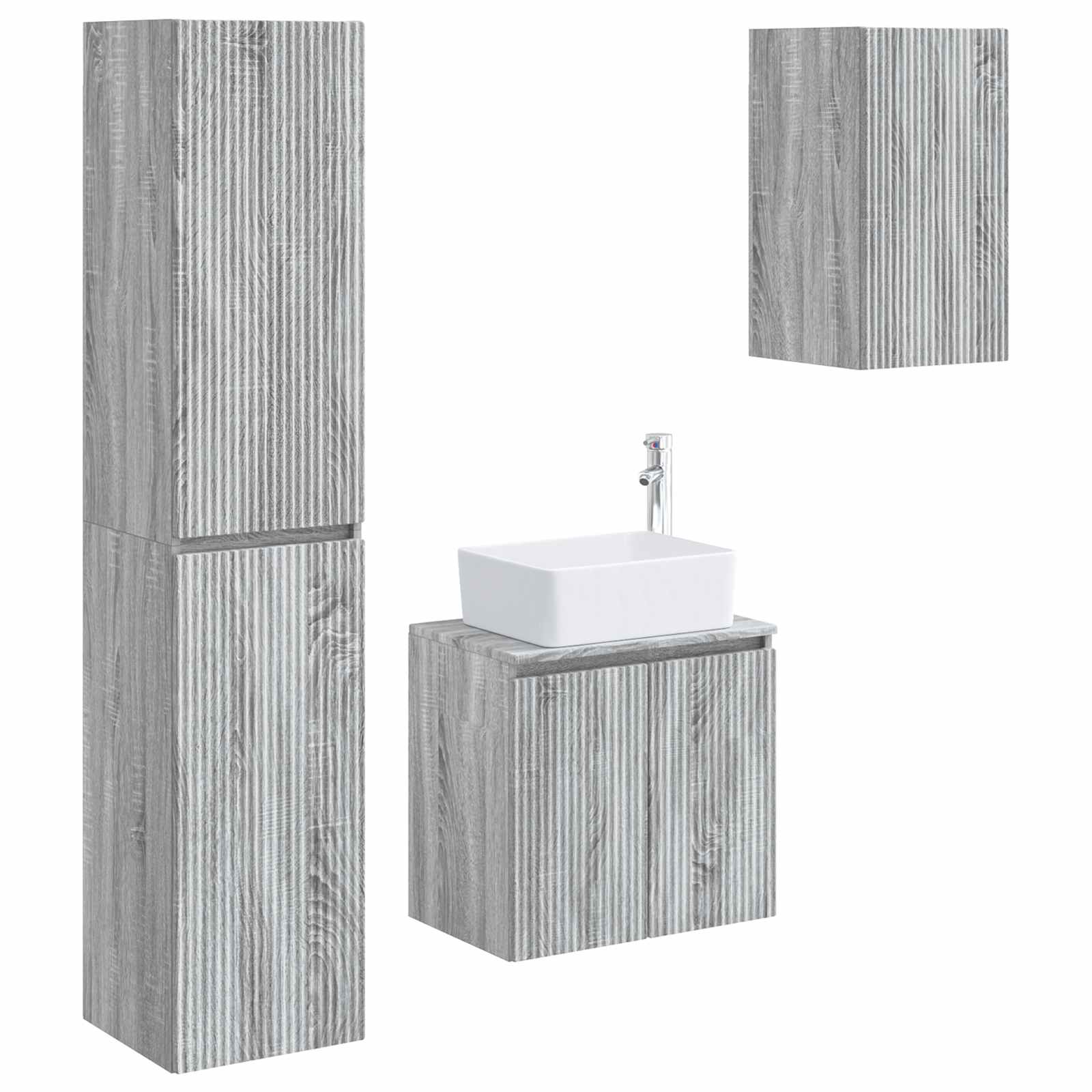 Badkamermeubelset 3 st Grijs Sonoma 33 x 34,5 x 160 cm