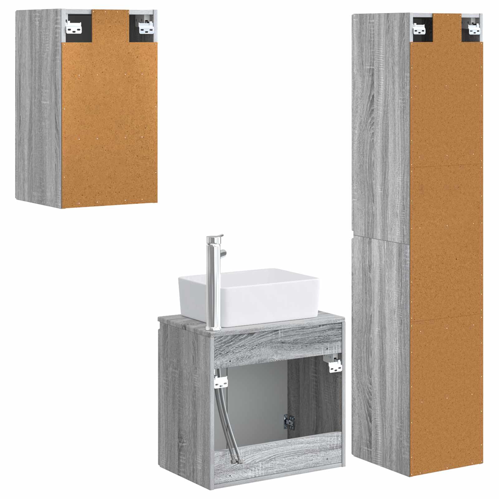 Badkamermeubelset 3 st Grijs Sonoma 33 x 34,5 x 160 cm