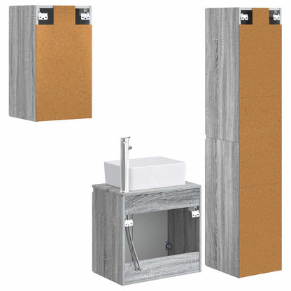 Badkamermeubelset 3 st Grijs Sonoma 33 x 34,5 x 160 cm