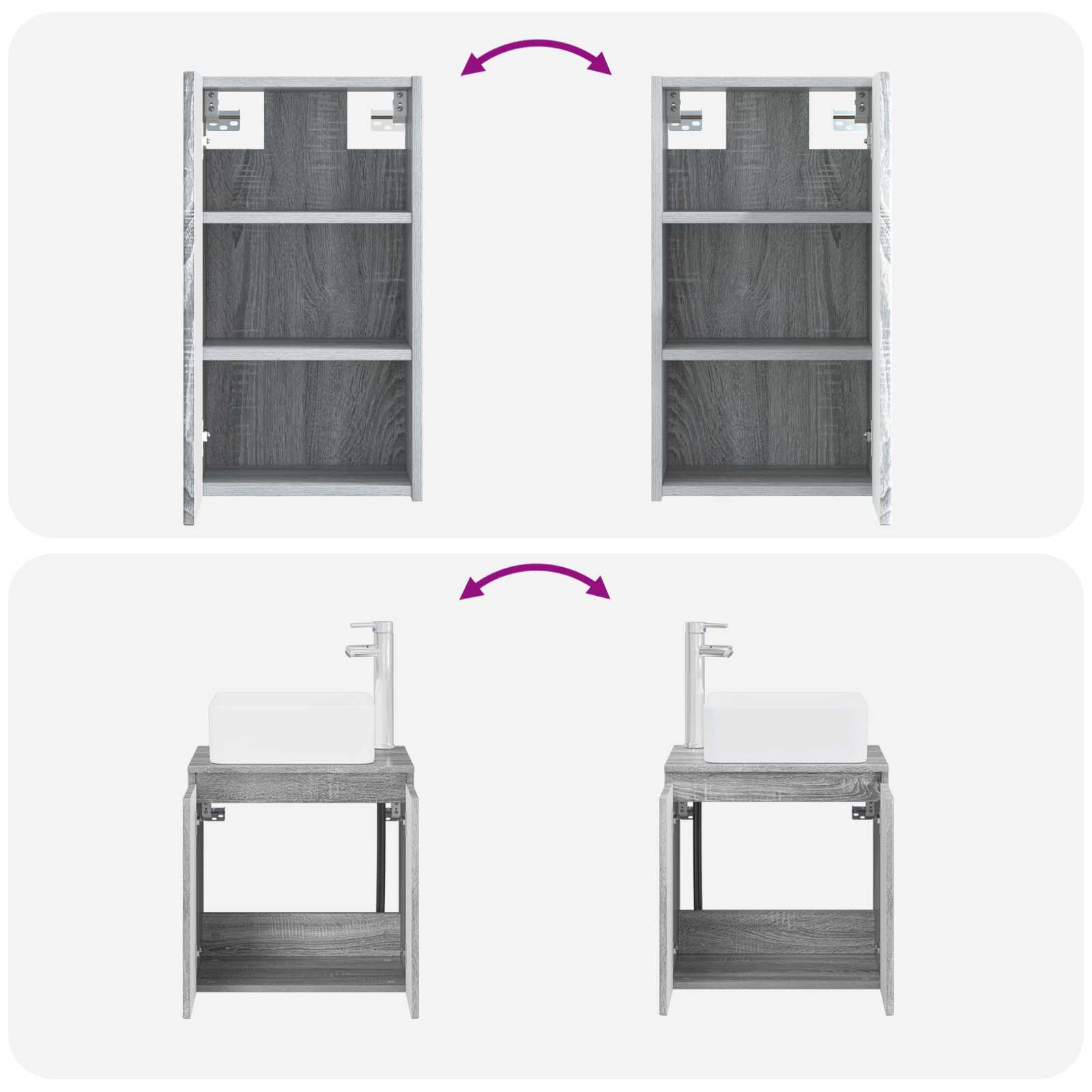 Badkamermeubelset 3 st Grijs Sonoma 33 x 34,5 x 160 cm