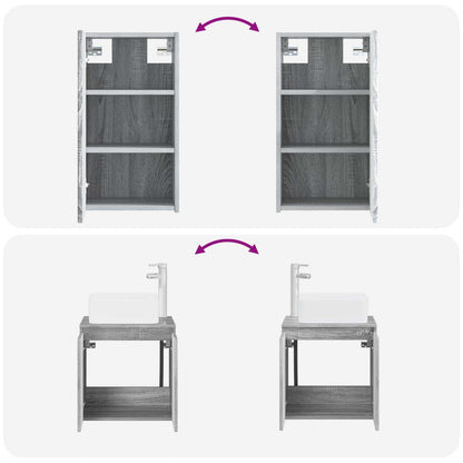 Badkamermeubelset 3 st Grijs Sonoma 33 x 34,5 x 160 cm