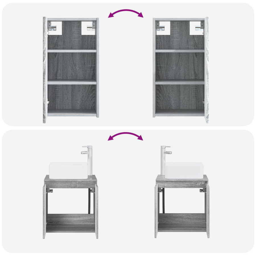 Badkamermeubelset 3 st Grijs Sonoma 33 x 34,5 x 160 cm