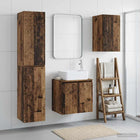 Badkamermeubelset 3 st Oud hout 33 x 34,5 x 160 cm Bewerkt hout