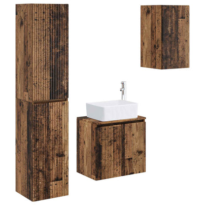 Badkamermeubelset 3 st Oud hout 33 x 34,5 x 160 cm Bewerkt hout