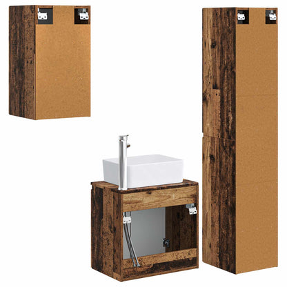 Badkamermeubelset 3 st Oud hout 33 x 34,5 x 160 cm Bewerkt hout
