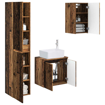 Badkamermeubelset 3 st Oud hout 33 x 34,5 x 160 cm Bewerkt hout
