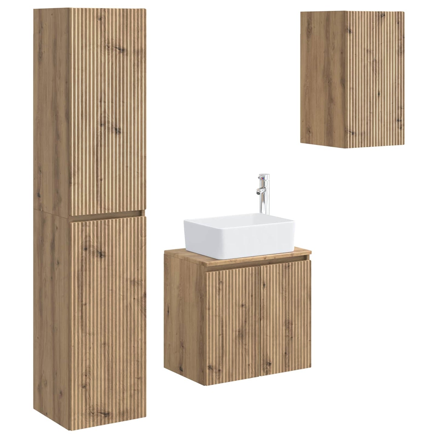 Badkamermeubelset 3 st Artisanaal eiken 33 x 34,5 x 160 cm
