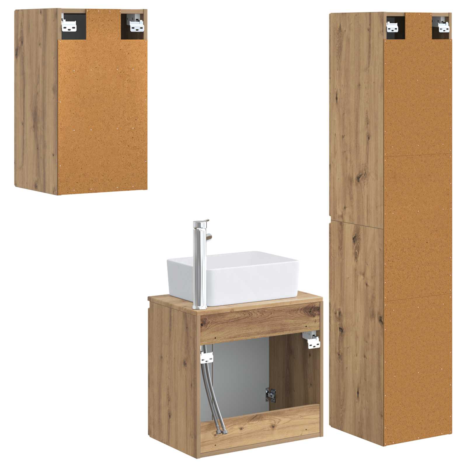 Badkamermeubelset 3 st Artisanaal eiken 33 x 34,5 x 160 cm